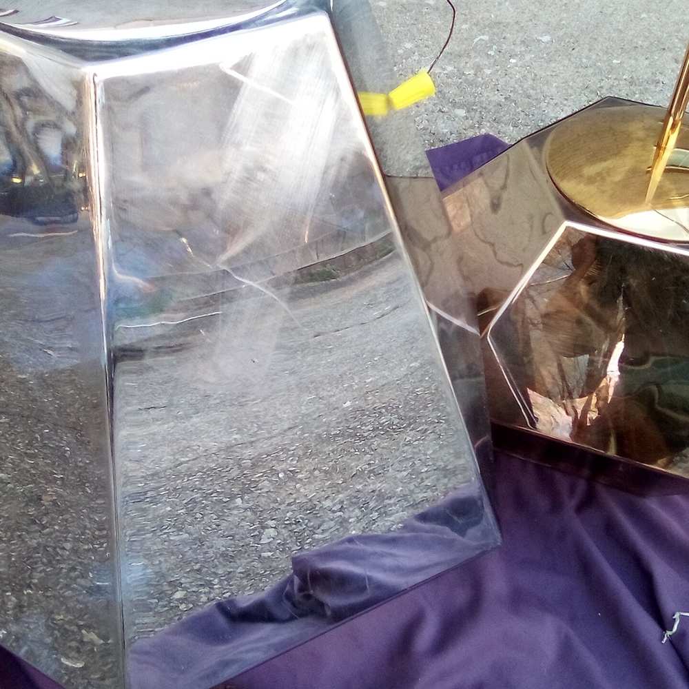 Tom Dixon Rose Gold Faceted Metal Accent Table